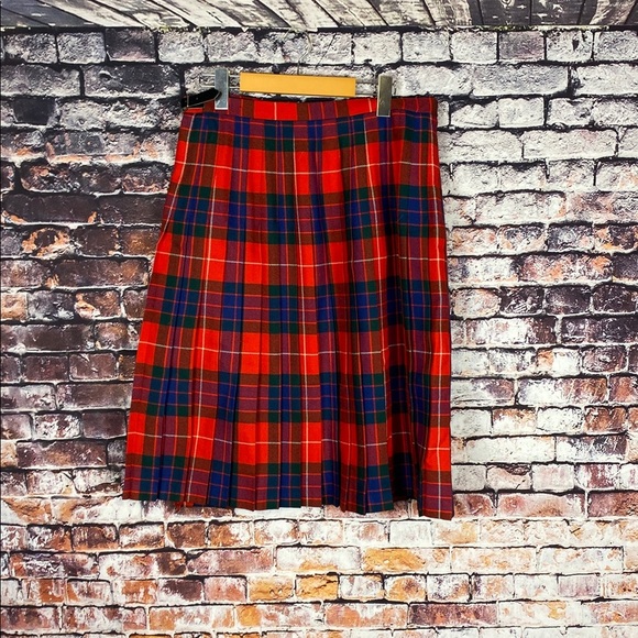 Vintage Scottish Plaid Red Wool Tartan Plaid Classic Traditional Skirt Kilt Sz M - Picture 10 of 16
